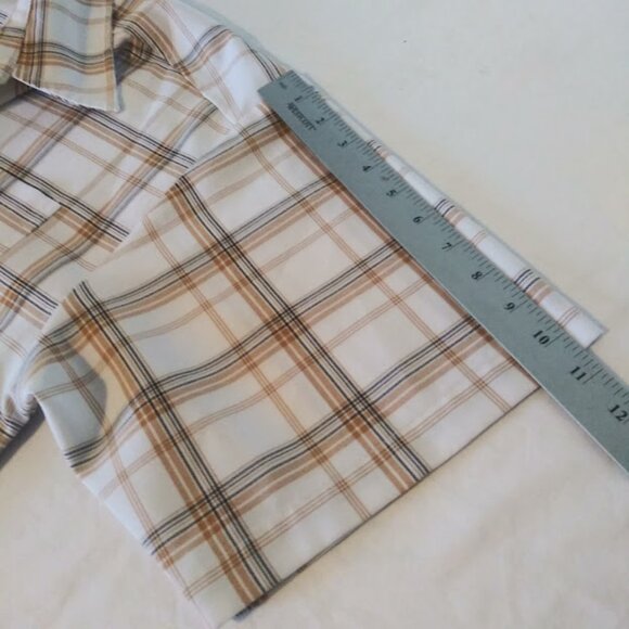Oso Brand Men's size Large white, brown and black plaid print top - Picture 8 of 13